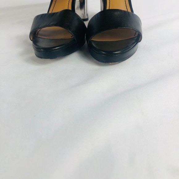 Black Nine West Sandal Ankle strap with Silver Heels 6M - Picture 8 of 12